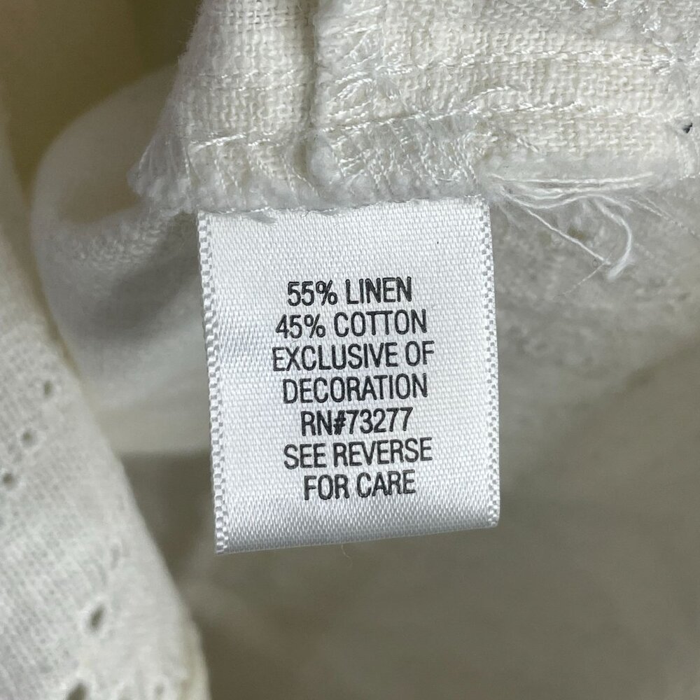 Dana Buchman Coastal Shift Dress Women 12 Eyelet Detail Linen Blend Crisp Preppy - Picture 10 of 11
